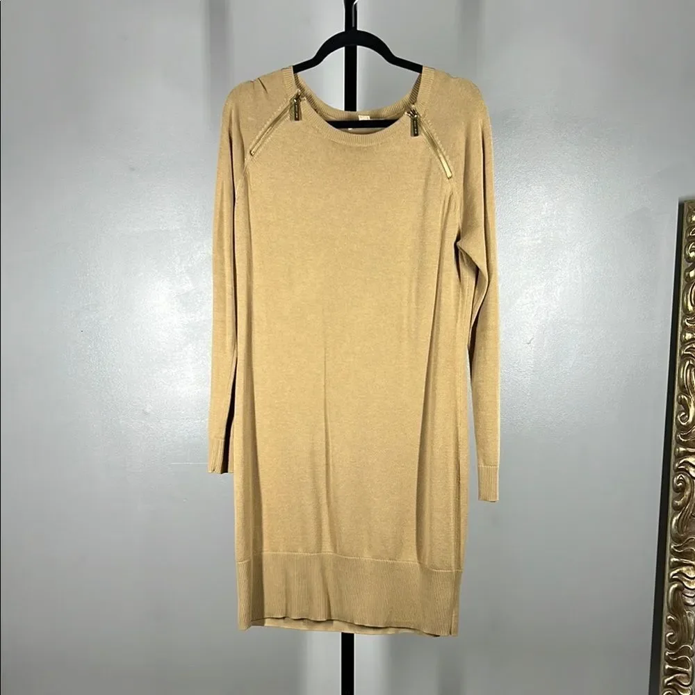 Michael Kors Tan Raglan Sleeve Sweater Dress
